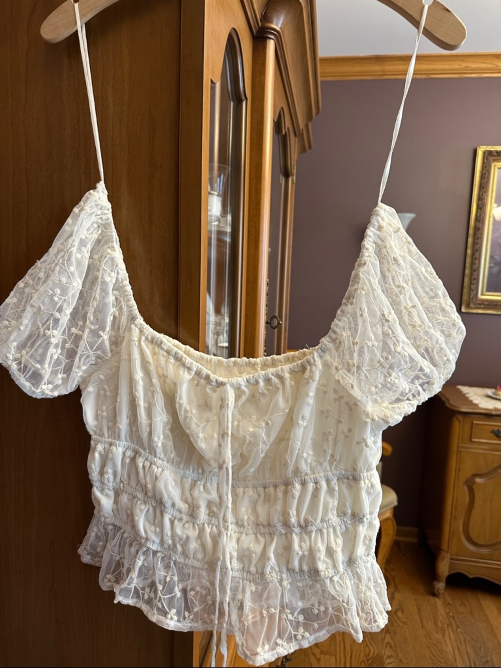 Japna Cream Drawstring Crop Top